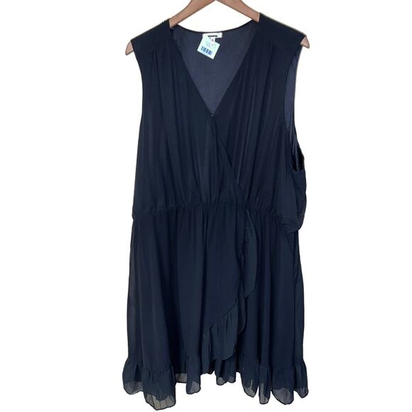 Flirty Wrap DRESS Mini Skater Maurices 3X 24W/26W Chiffon Ruffle Swing Lined NEW - Picture 2 of 10